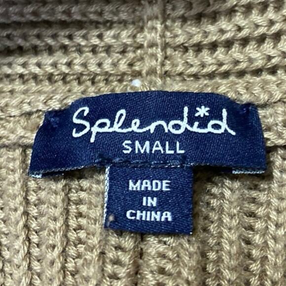 Splendid Women's Tan Sleeveless Knit Open Pocket Cardigan Sweater Top Size S - Picture 4 of 5